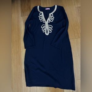 Lilly Pulitzer Devlin Merino Wool Sweater Dress Navy/Gold M